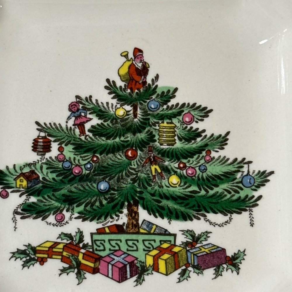 Spode Christmas Tree VTG 70's Trinket Ash Tray Set of 2 Made In England Pls READ - Picture 8 of 9